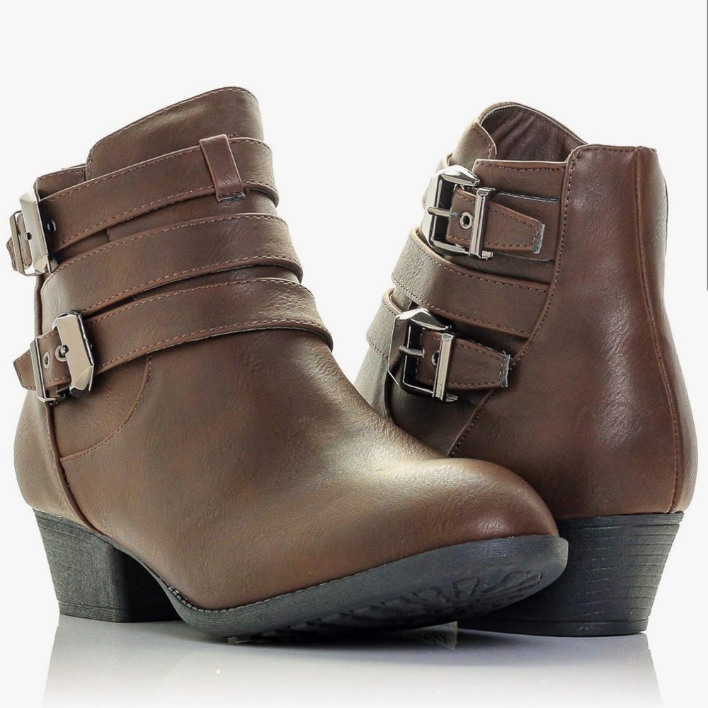 Bellmora Payton block heel zip ankle boots in brown